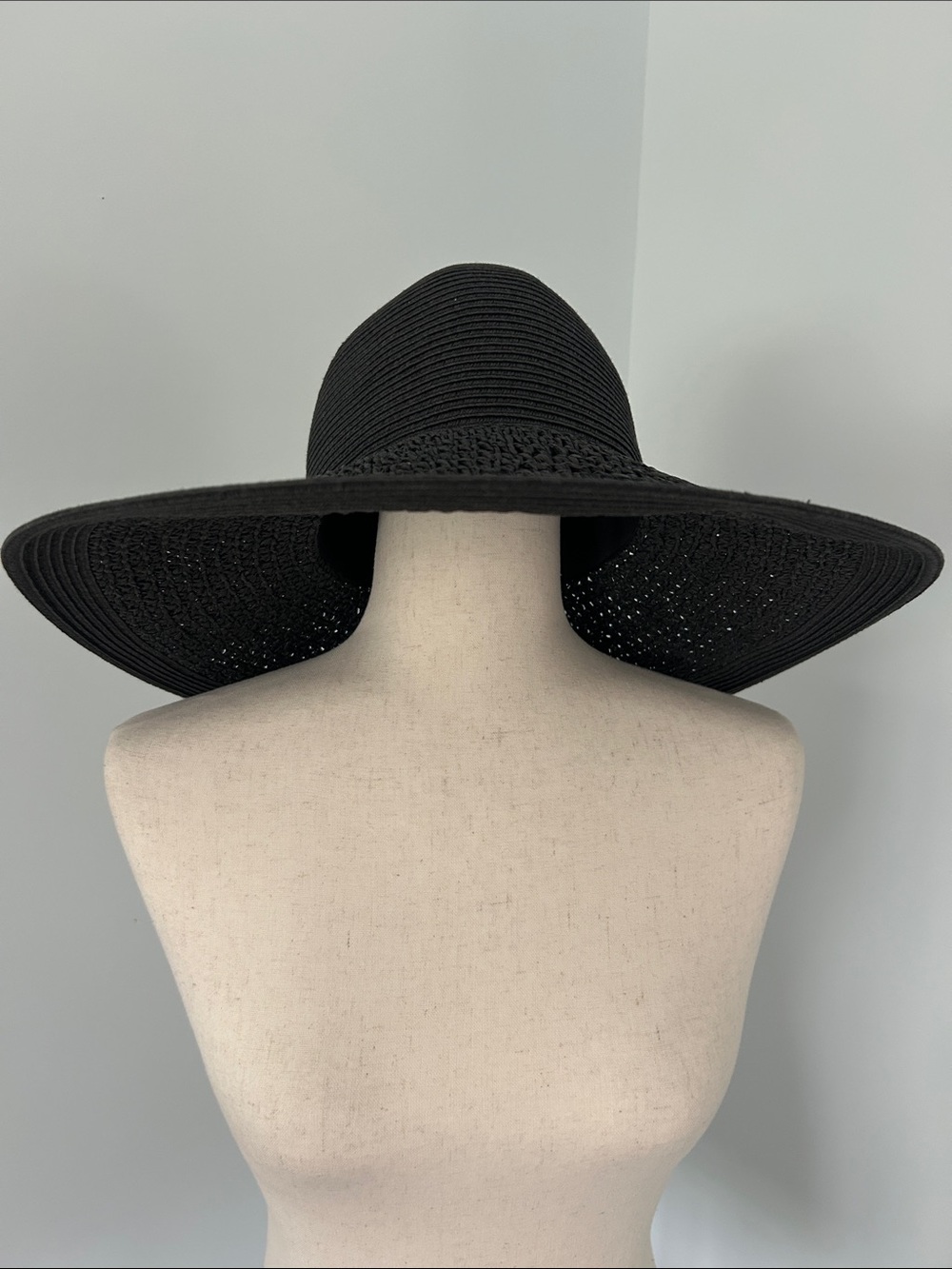 NWT J. Crew Black Wide-Brim Straw Sun Hat
